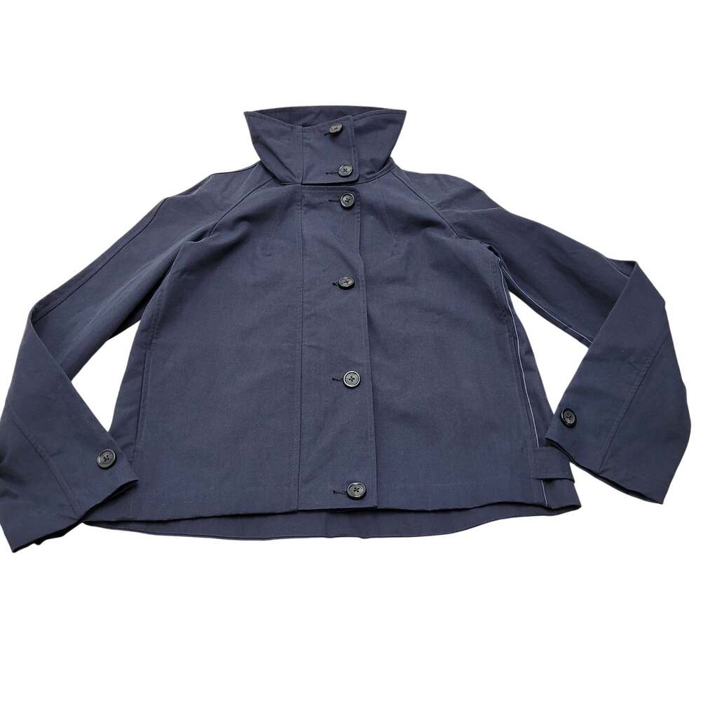 Aether Canada 100% cotton navy utility chore coat jacket high neck minimalist 3